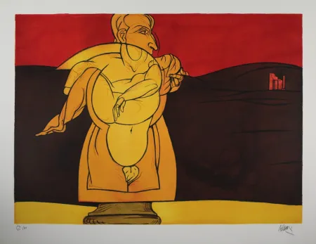 Litografía Adami - Paysage de ruines