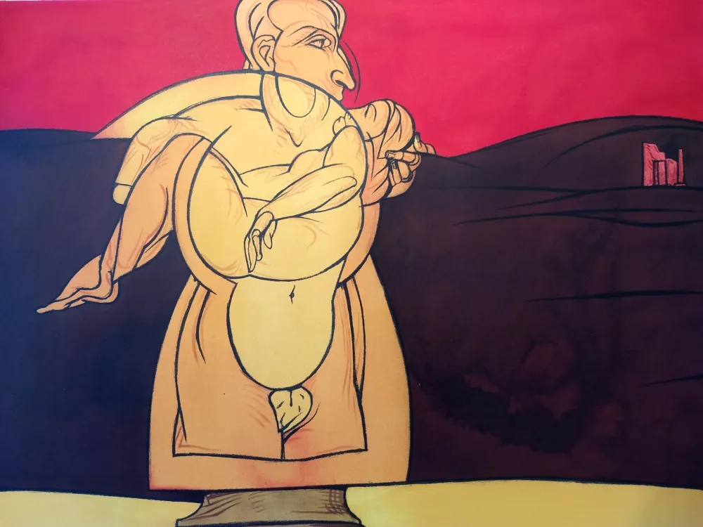 Litografía Adami - Paysage de Ruines