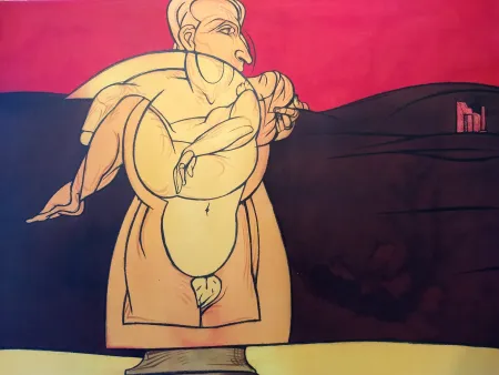 Litografía Adami - Paysage de Ruines