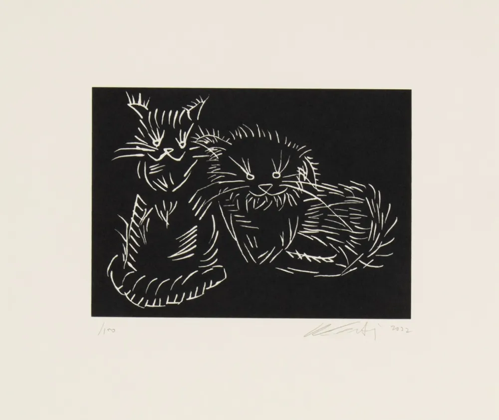 Serigrafía Ai - Cats - pink edition