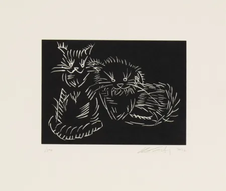 Serigrafía Ai - Cats - pink edition