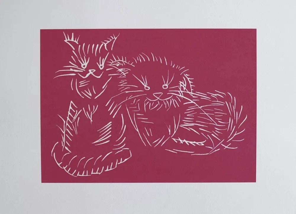 Serigrafía Ai - Cats - pink edition