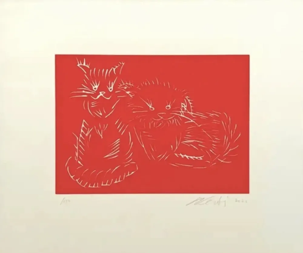 Serigrafía Ai - Cats, red