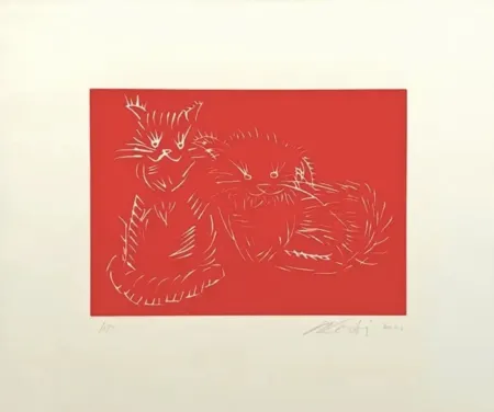 Serigrafía Ai - Cats, red