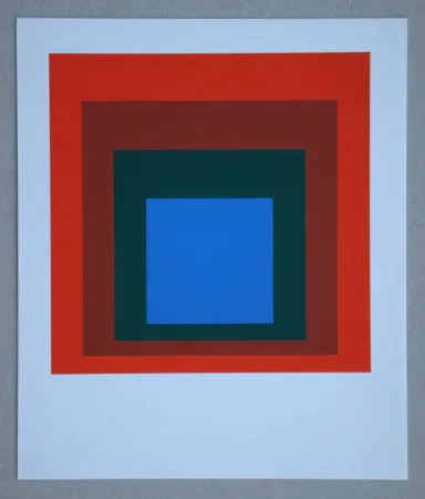 Serigrafía Albers - Blue+darkgreen with 2 reds