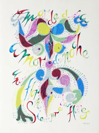 Serigrafía Alberti - Amor de Día, Amor de Noche,  una Flor no Siempre da Flores I