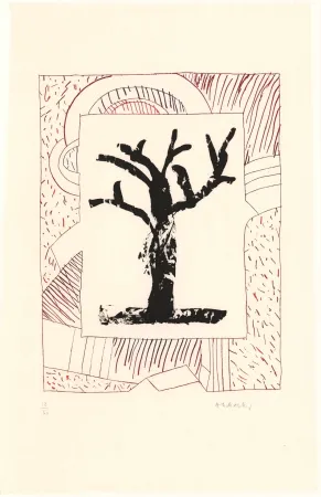 Aguafuerte Y Aguatinta Alechinsky - Arbre central, au rouge 