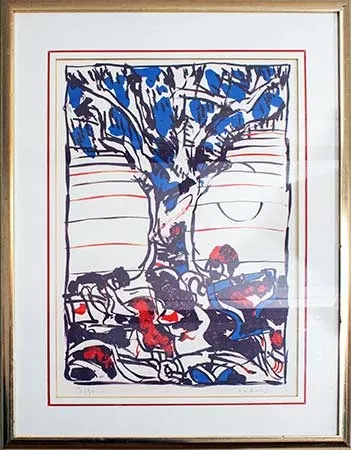 Litografía Alechinsky - Arbre en bleu