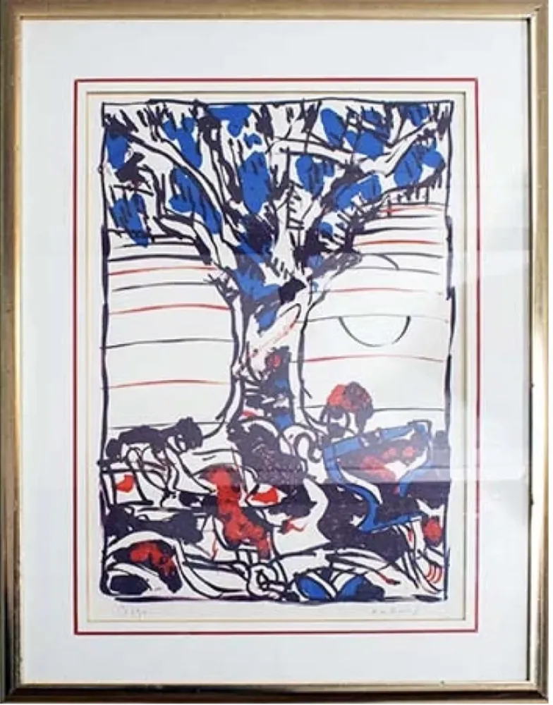 Litografía Alechinsky - Arbre en bleu