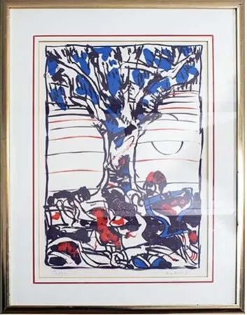 Litografía Alechinsky - Arbre en bleu