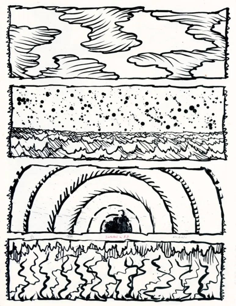 Litografía Alechinsky - Bachelard en bandes dessinées