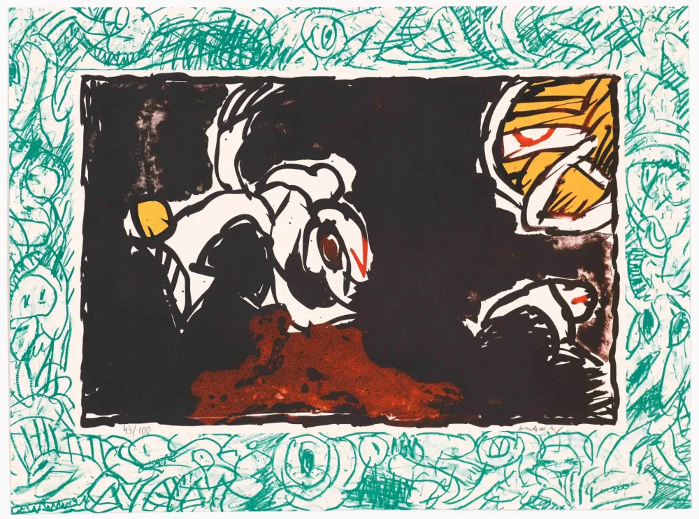 Litografía Alechinsky - Bonnet blanc 