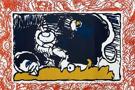 Litografía Alechinsky - Bonnet blanc