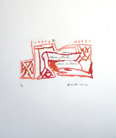 Aguafuerte Alechinsky - Carta Carta (Planche VI)