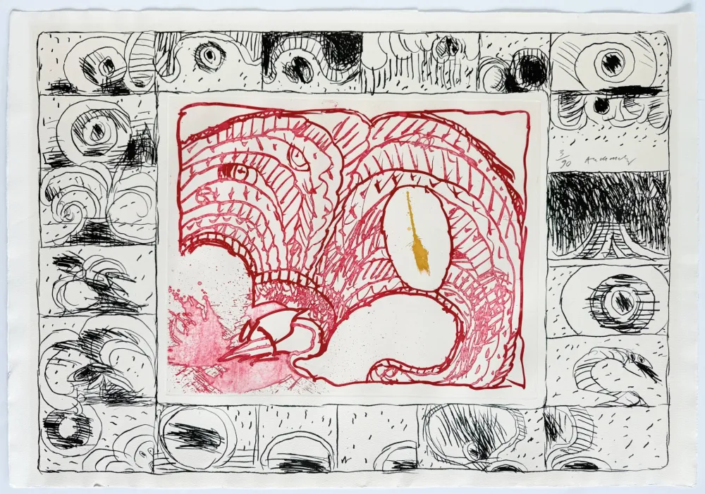 Aguafuerte Alechinsky - Chapeau fort