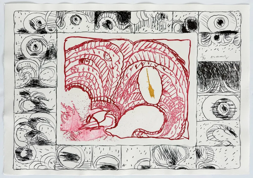 Aguafuerte Alechinsky - Chapeau fort