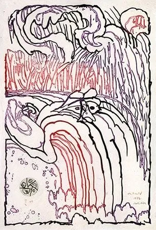 Grabado Alechinsky - Chute libre