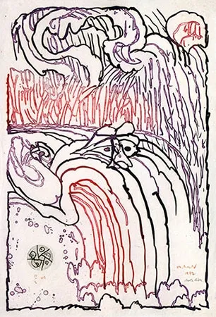 Grabado Alechinsky - Chute libre
