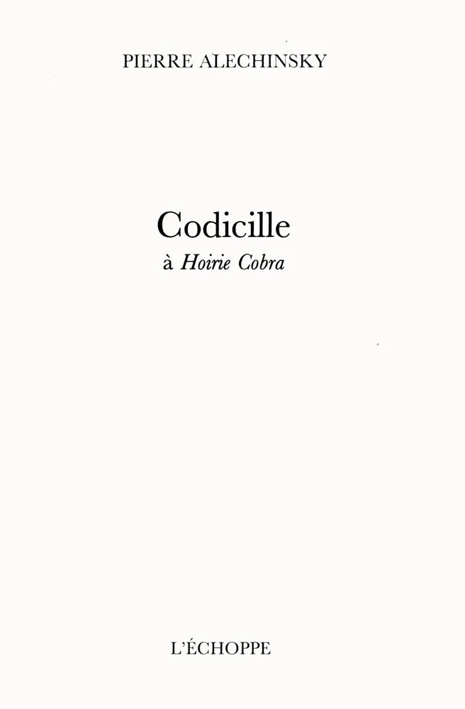 Libro Ilustrado Alechinsky - Codicille à Hoirie-Cobra