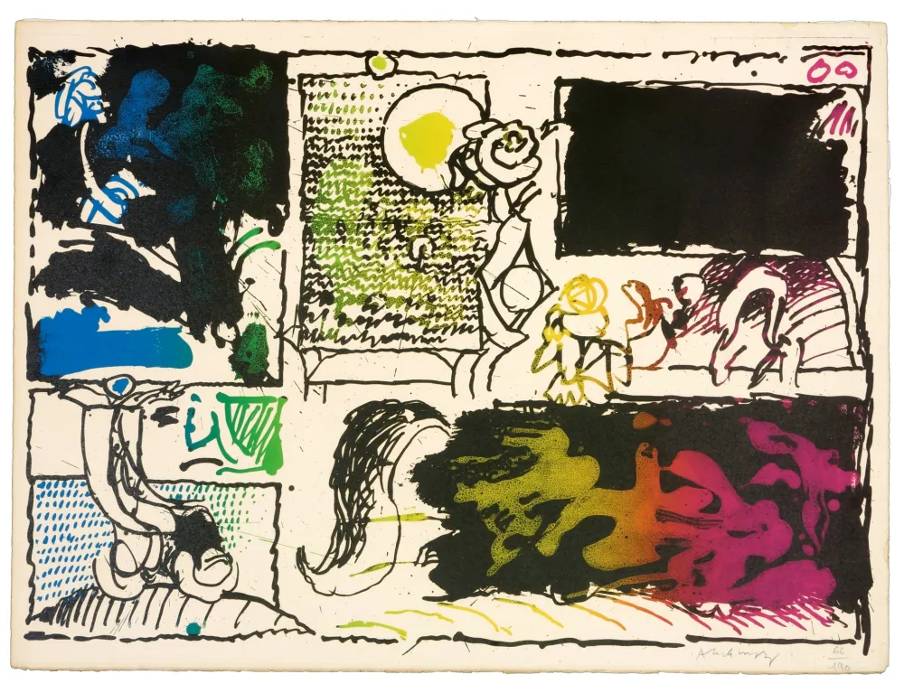 Litografía Alechinsky - Découverte de l'acide (acte II)