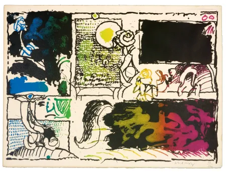 Litografía Alechinsky - Découverte de l'acide (acte II)