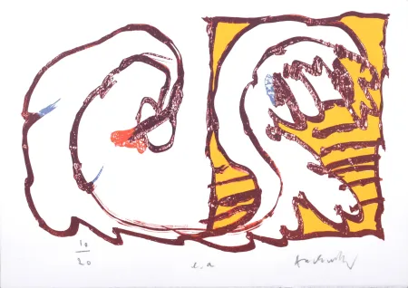 Litografía Alechinsky - Eclairage au gaz, 1981 - Hand-signed