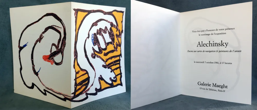 Litografía Alechinsky - ENCRES SUR CARTES DE NAVIGATION & PEINTURES DE L'ANNÉE. 1981
