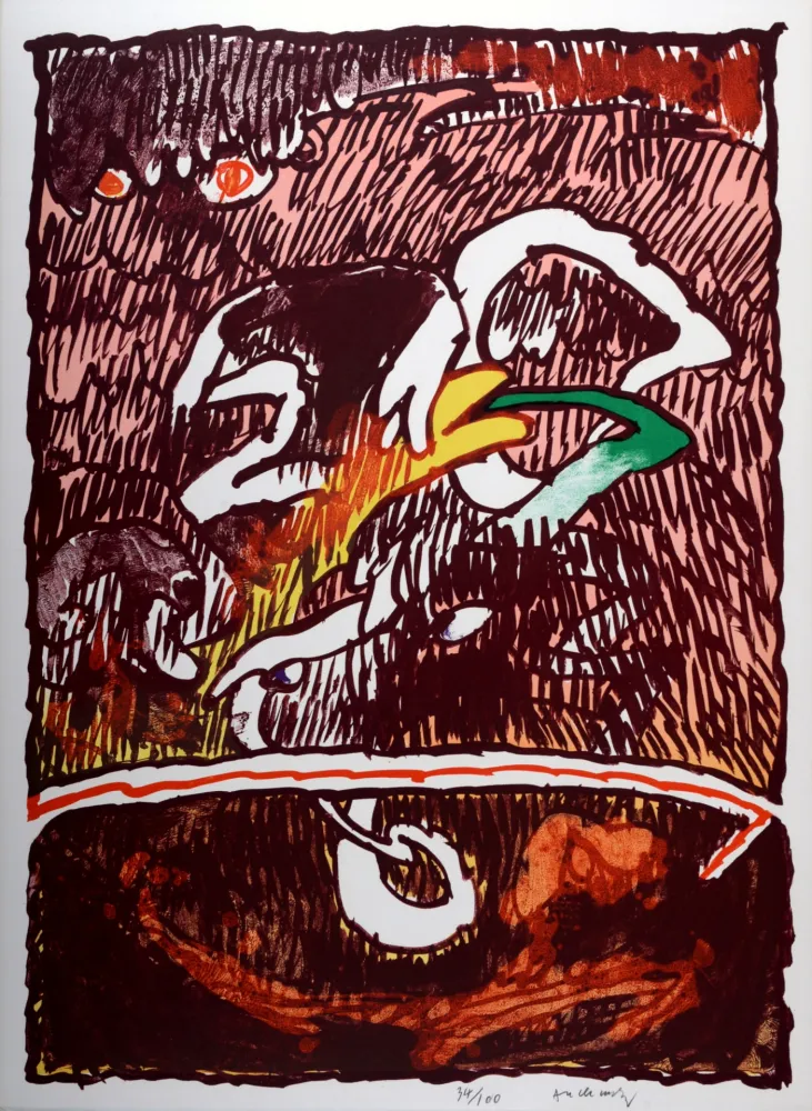 Litografía Alechinsky - Flying Object, 1977 - Hand-signed