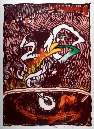 Litografía Alechinsky - Flying Object, 1977 - Hand-signed