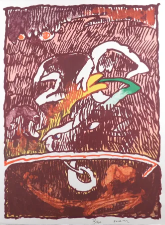 Litografía Alechinsky - Great Flying Object, 1977