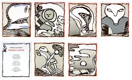 Litografía Alechinsky - Griserie à minuit 1, 2, 3, 4, 5, 6  (Complete suite)