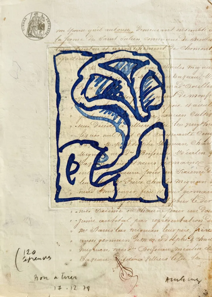 Aguafuerte Alechinsky - La vie comme elle tourne, bleu