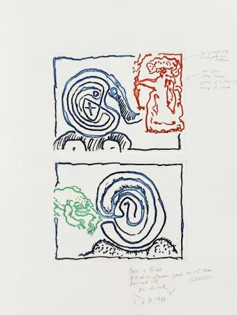 Grabado Alechinsky - Labyrinthe et reine