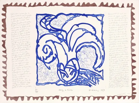 Aguafuerte Alechinsky - Le chien roi – Orange de Binche