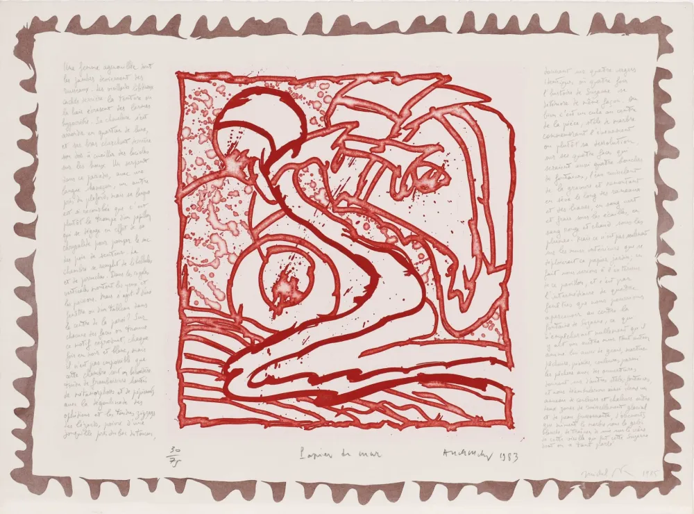 Aguafuerte Alechinsky - Le chien roi – Papier de mur