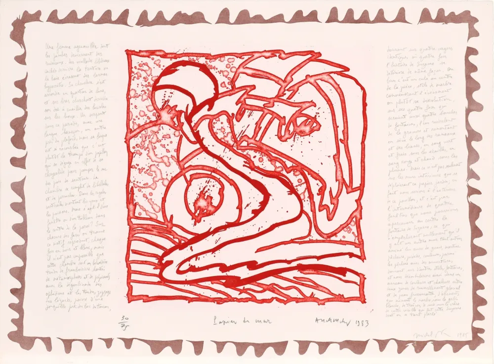 Aguafuerte Alechinsky - Le chien roi – Papier de mur