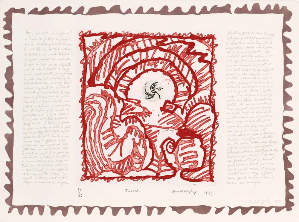 Aguafuerte Alechinsky - Le chien roi – Tunnel