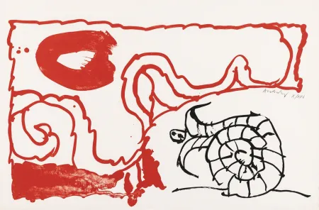 Litografía Alechinsky - Le rêve de l'ammonite 01