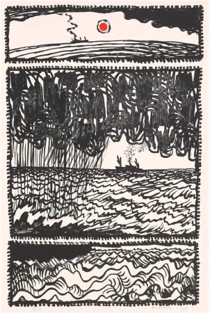 Litografía Alechinsky - Le volturno I au point rouge