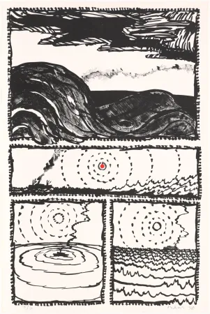 Litografía Alechinsky - Le volturno III plus un point rouge