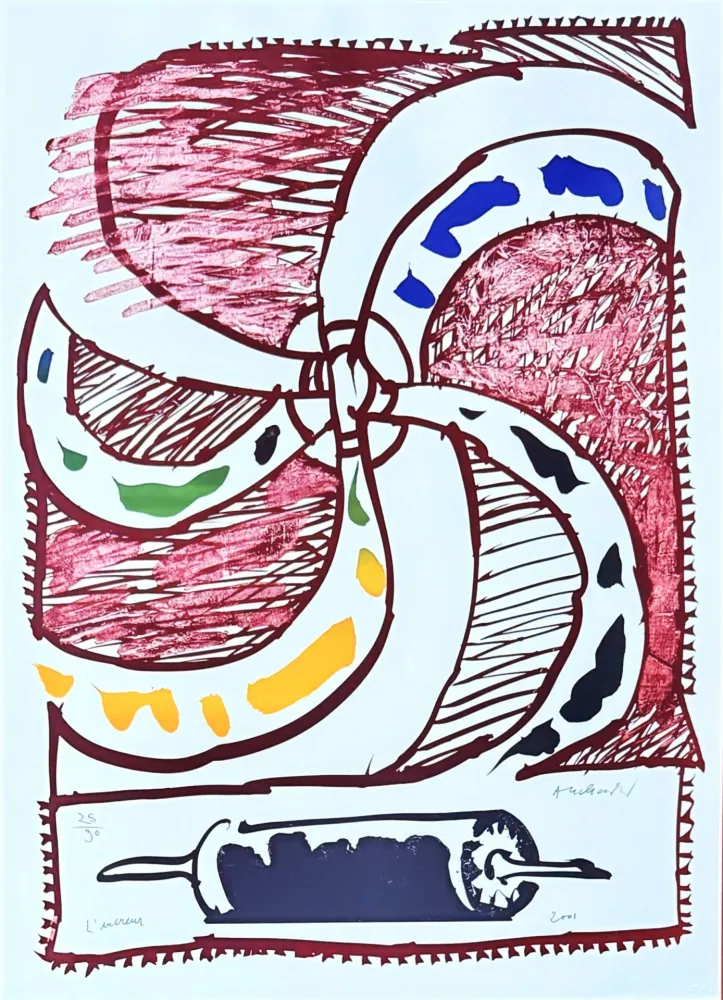 Litografía Alechinsky - L'encreur