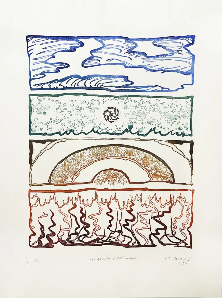 Grabado Alechinsky - Les 4 éléments