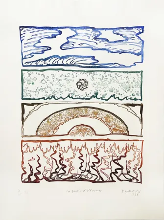 Grabado Alechinsky - Les 4 éléments