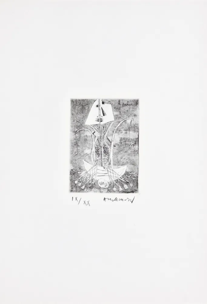 Aguafuerte Alechinsky - Les métiers 01: Le pêcheur