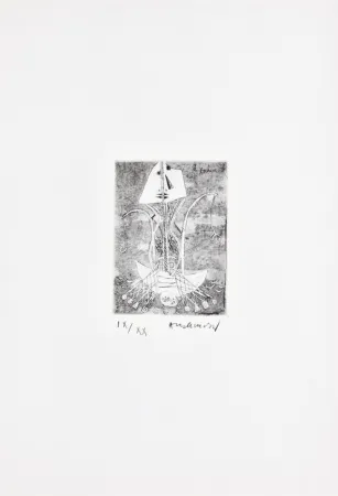 Aguafuerte Alechinsky - Les métiers 01: Le pêcheur