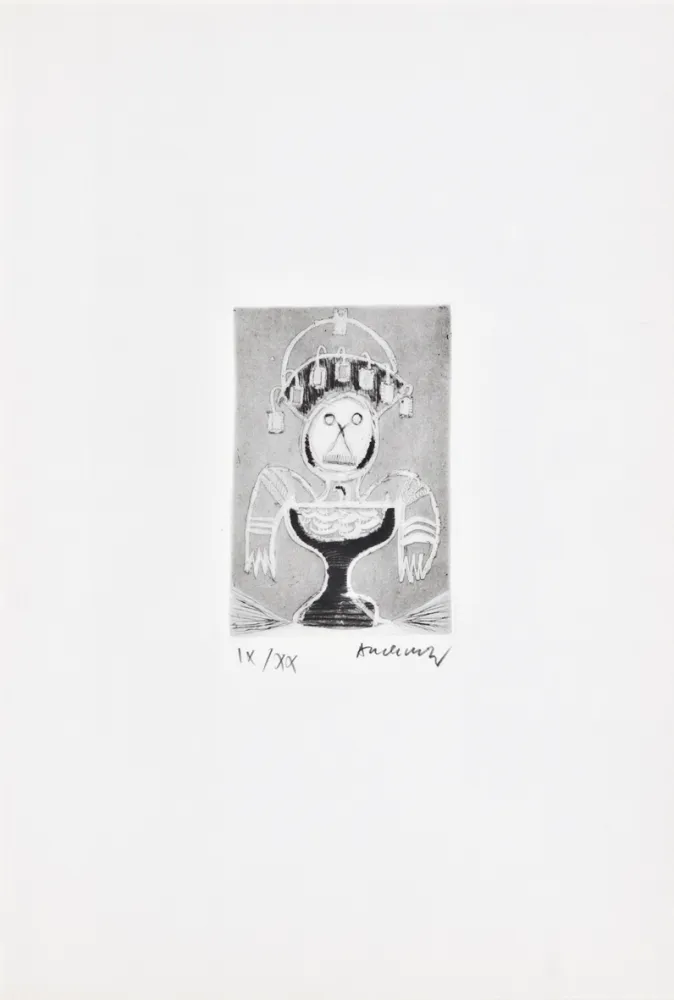 Aguafuerte Alechinsky - Les métiers 06: Le coiffeur