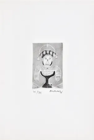 Aguafuerte Alechinsky - Les métiers 06: Le coiffeur