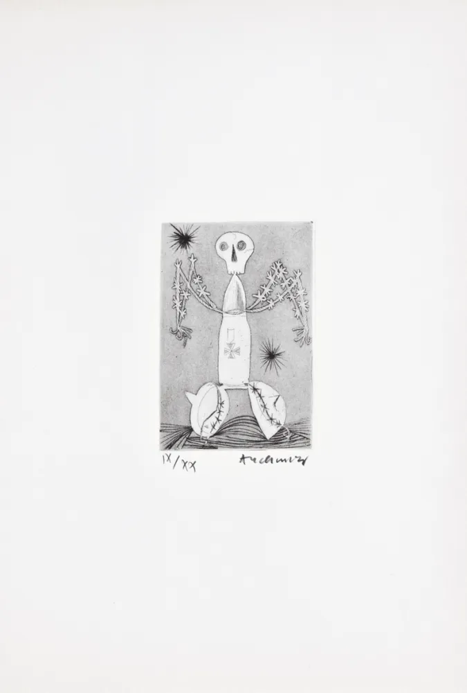 Aguafuerte Alechinsky - Les métiers 07: Le soldat méconnu