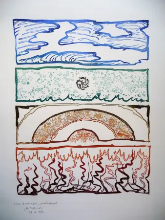 Litografía Alechinsky - Les quatre élements 