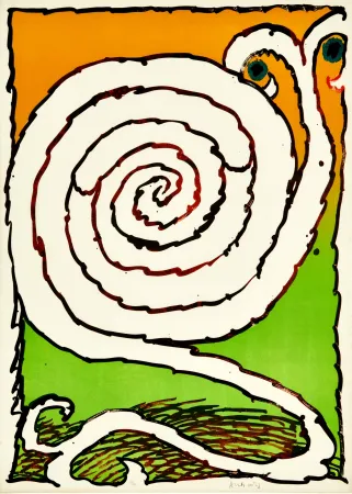 Litografía Alechinsky - Pierre Alechinsky (1927) – Plate II from the portfolio Ceremonial Labyrinths (Labyrinthes d’apparat) – Color lithograph on Arches paper – 1972